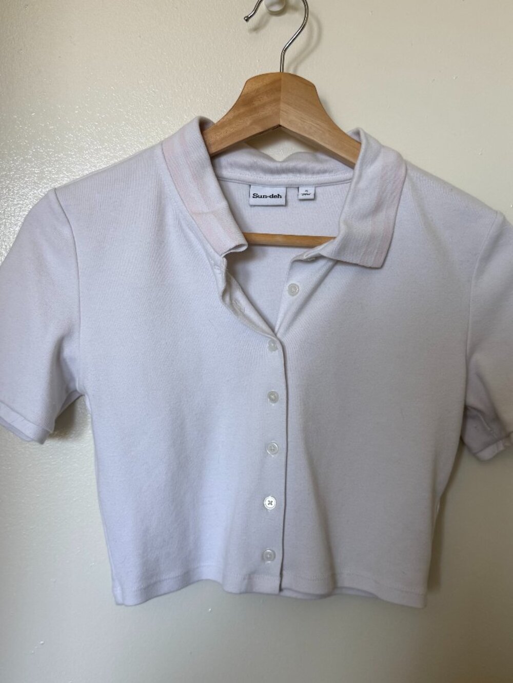 Sun-deh Aritzia Sunday Best White Collared Crop Shirt‎ S